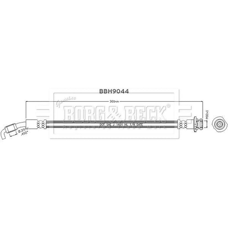 Borg & Beck Brake Hydraulic Hose Line outer BBH9044