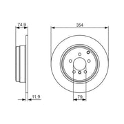 Bosch 2 x Solid Brake Discs fits Land Rover Range Rover 2002-2012 3.0 4.4