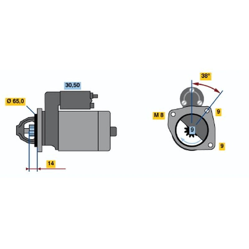 Bosch Starter Motor 12V 0.7kW 9 Teeth