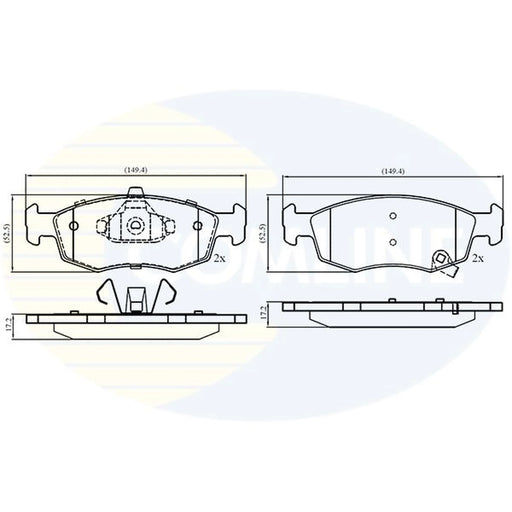 Comline 4 x Front Brake Pad Set fits Fiat 500E 2020 on