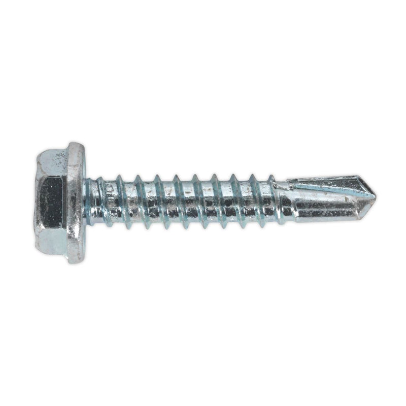 Sealey Self Drilling Screw 4.8 x 25mm Hex Head Zinc Pack of 100 SDHX4825 Sealey - Dynamic Drive