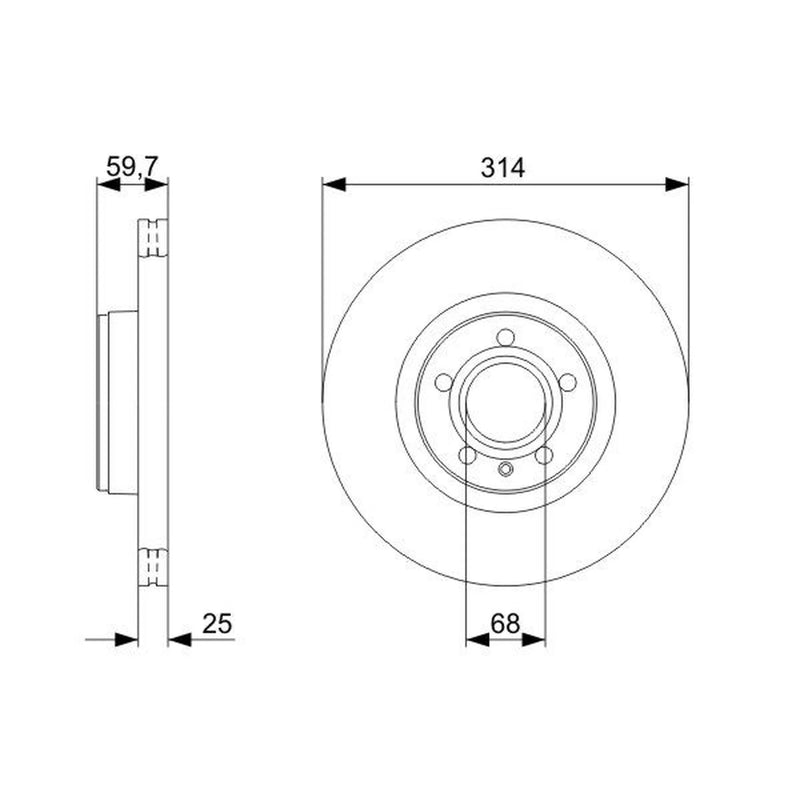 Bosch 2 x Vented Brake Discs fits Audi A6 C6 2004-2011 2.0 2.4 2.7 2.8 3.0 3.2
