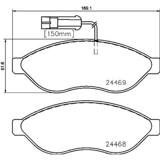 Brembo 4 x Front Brake Pad Set fits Citroën Relay III 2006-2023 2.0 2.2 3.0