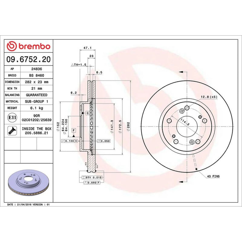 Brembo Front Brake Discs & Pads fits Honda Stepwgn 2000-2005 2.0