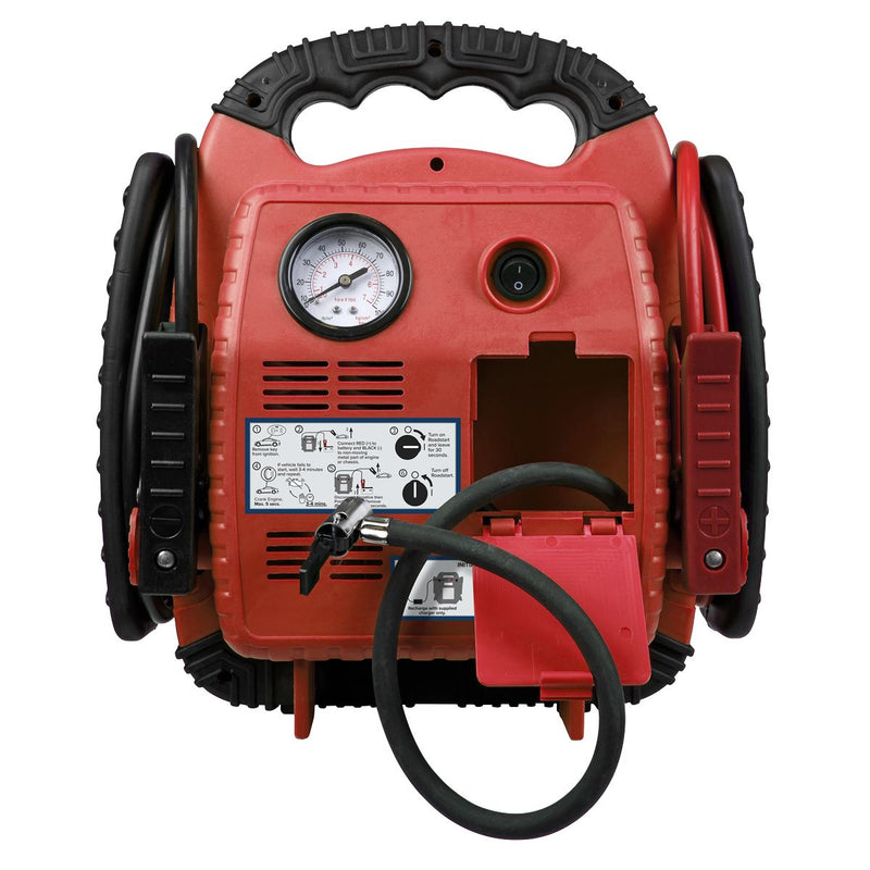 Sealey RoadStartï Emergency Jump Starter with Air Compressor 12V 900 Peak Amps Sealey - Dynamic Drive
