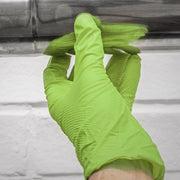 Diamond Grip Extra-Thick Nitrile Powder-Free Gloves Hi-Vis Green Large Pack 50 Sealey - Dynamic Drive