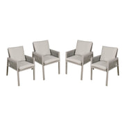 Dellonda Set of 4 Fusion Garden/Patio Aluminium Dining Chairs with Armrests - Light Grey Dellonda  - Dynamic Drive