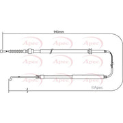Apec Handbrake Cable Left Rear fits VW Transporter 1990-2003