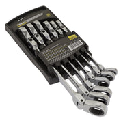 Sealey Flexi-Head Double End Ratchet Ring Spanner Set 6pc Metric S0806 Siegen by Sealey - Dynamic Drive