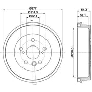 Mintex Brake Drum Assembly Rear fits Toyota Noah/Voxy 2001-2007 2.0