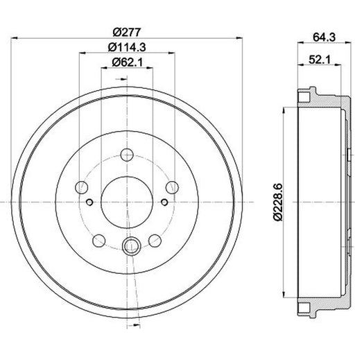 Mintex Brake Drum Assembly Rear fits Toyota Noah/Voxy 2001-2007 2.0