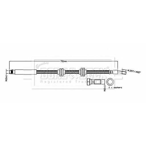 Borg & Beck Brake Hydraulic Hose Line Front Right BBH8863