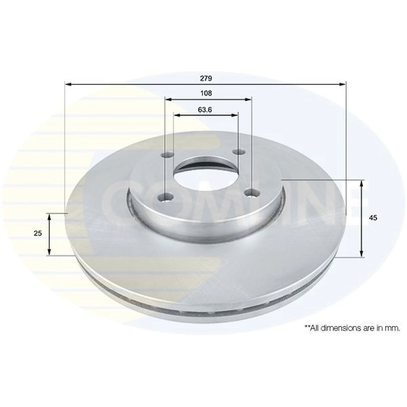 Comline 2 x Internally Vented Brake Discs fits Ford Fiesta V 2005-2008