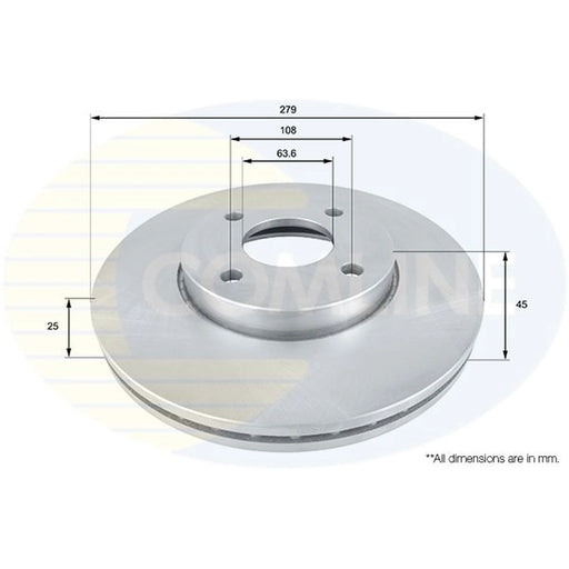 Comline 2 x Internally Vented Brake Discs fits Ford Fiesta V 2005-2008
