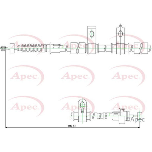 Apec Handbrake Cable Right Rear fits Hyundai Coupe II 2001-2009 1.6 2.0 2.7