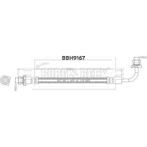 Borg & Beck Brake Hydraulic Hose Line inner BBH9167