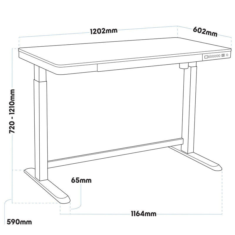 Dellonda Single Motor Ultra-Quiet Electric Desk with Control Panel USB Port Dellonda - Dynamic Drive