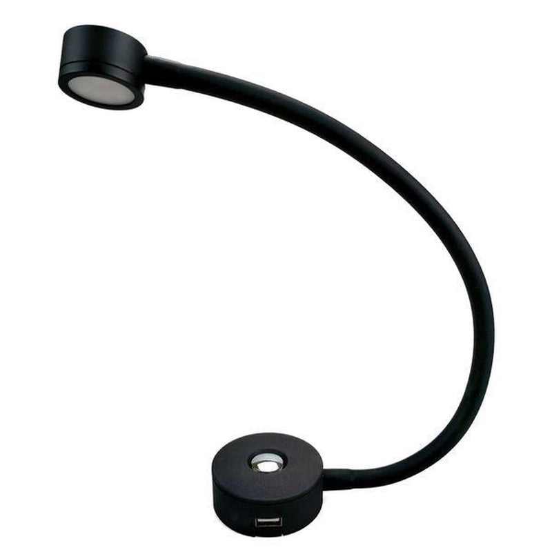 Dimatec Flexi LED Spot 2W with USB Socket 3200K Black