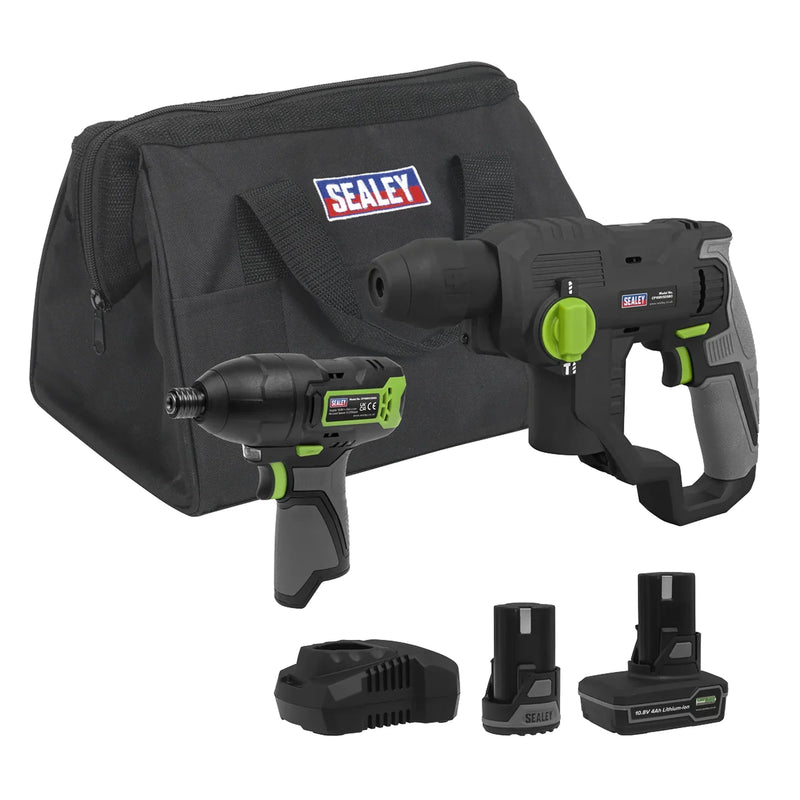 Sealey Cordless Power Tool Kit 10.8V - 2 Batteries & Euro Plug