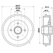Mintex Brake Drum Assembly Rear fits Citroën Xsara 1997-2005 1.4 1.5 1.6 1.8 1.9