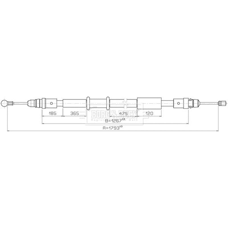 Borg & Beck Handbrake Cable Right Rear BKB3904