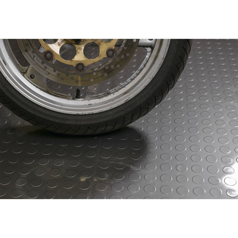 Sealey Vinyl Floor Tile with Peel & Stick Backing Silver Coin Pack of 16 FT2S Sealey - Dynamic Drive