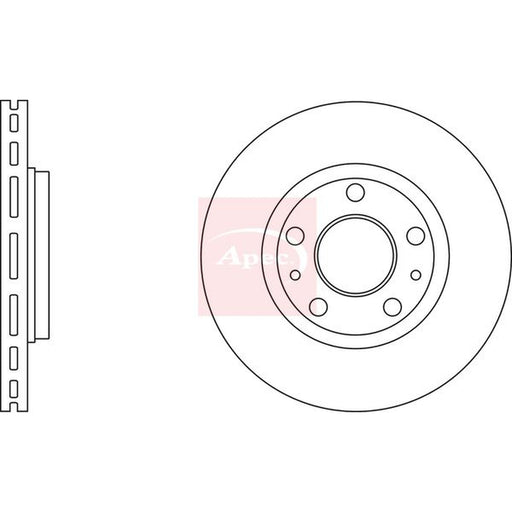 Apec 2 x Vented Brake Discs fits Renault Arkana I 2020 on 1.3