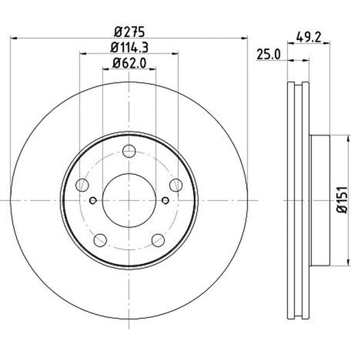 Mintex 2 x Internally Vented Brake Discs fits Toyota Rav 4 2000-2005 1.8 2.0