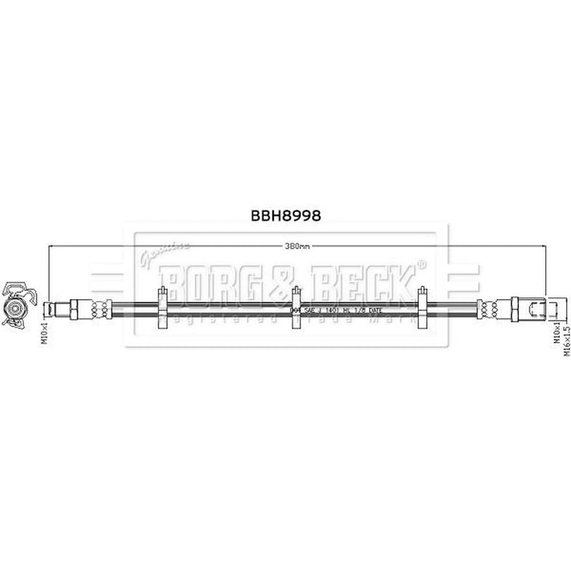 Borg & Beck Brake Hydraulic Hose Line Rear Right BBH8998