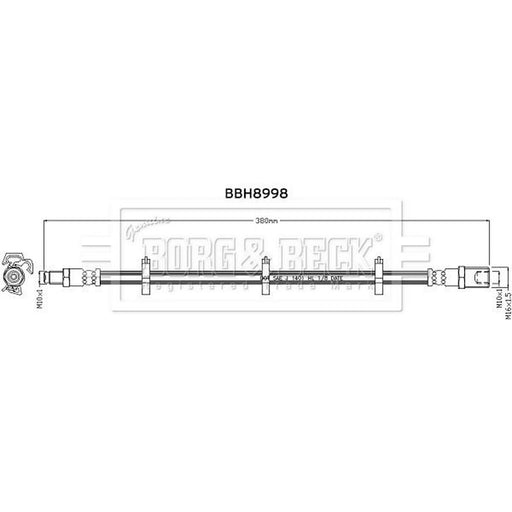 Borg & Beck Brake Hydraulic Hose Line Rear Right BBH8998
