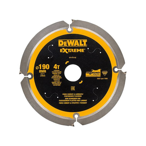 Dewalt Power Tools Extreme PCD Fibre Cement Saw Blade 190 x 30mm x 4T DeWALT Power Tools - Dynamic Drive
