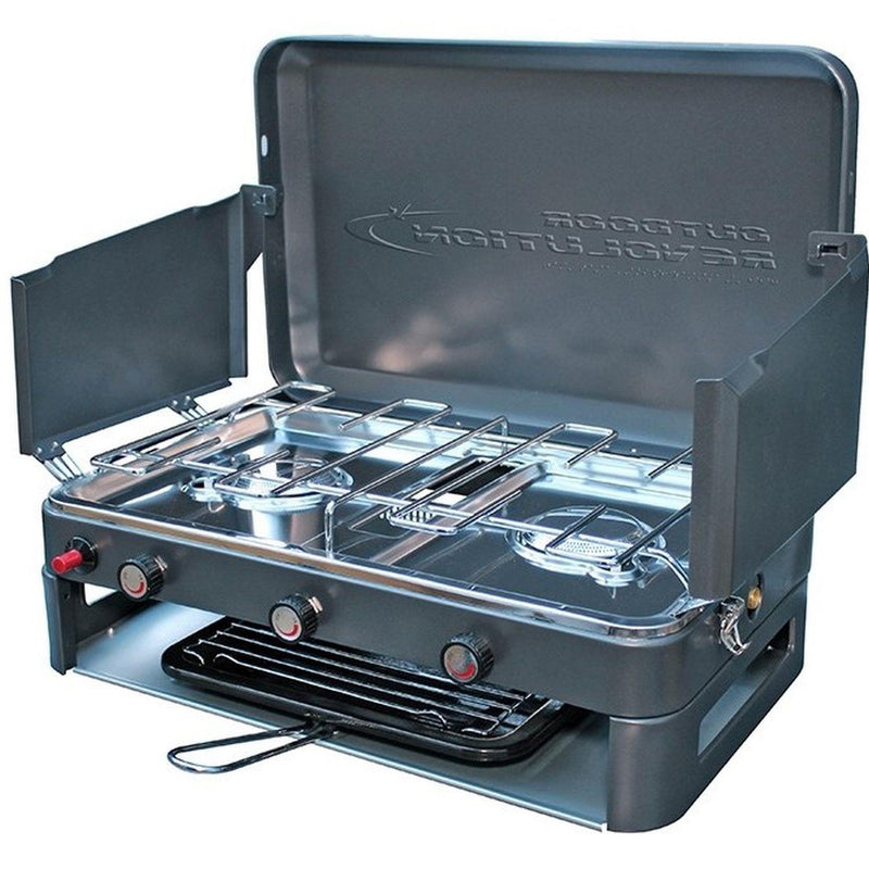 Outdoor Revolution Twin Burner Gas Stove & Grill Screw fitting Gas Compatible Outdoor Revolution  - Dynamic Drive