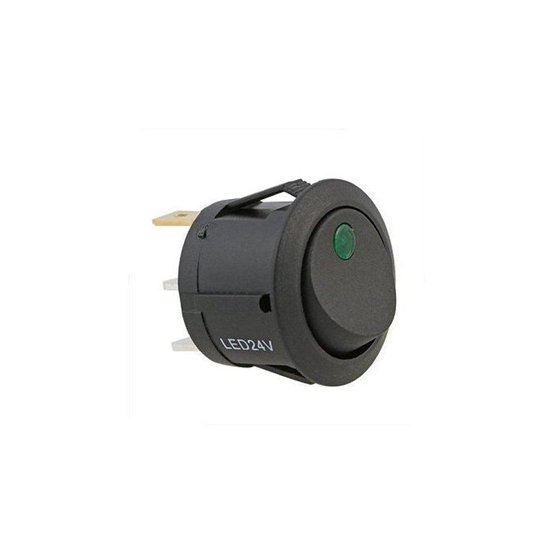 W4 Round Rocker Switch 12V-24V 22Mm Green Dot, Led Illumination | NN4 Online