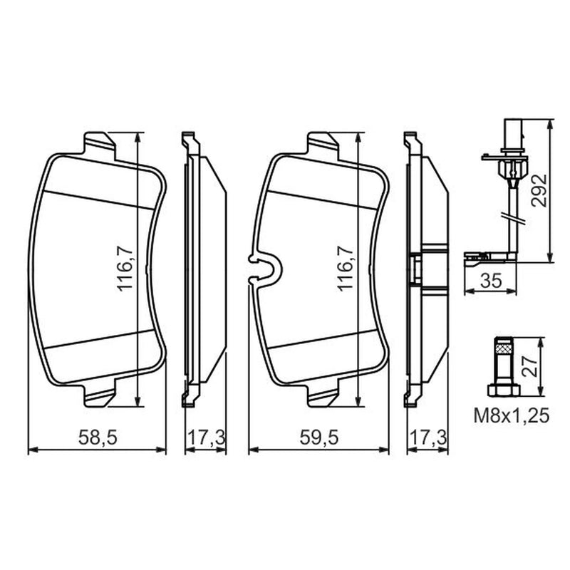 Bosch Front & Rear Pads fits Audi A8 D4 2009-2018 2.0 2.5 3.0 4.2