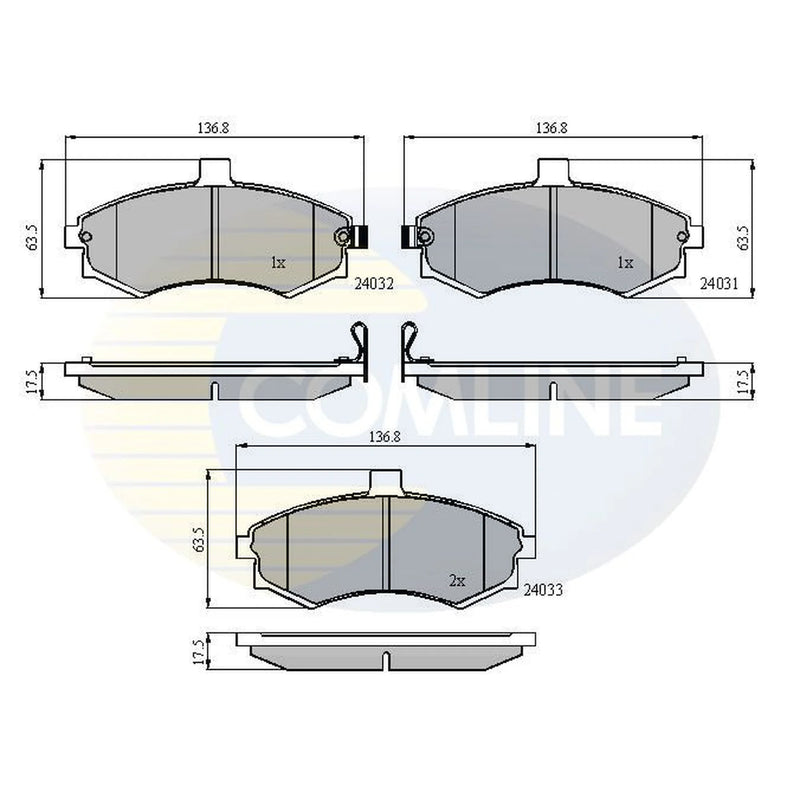 Comline 4 x Front Brake Pad Set fits Hyundai Elantra III 2000-2006 1.6 1.8 2.0
