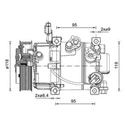Mahle Air Conditioning Compressor fits Hyundai I20 II 2014-2021 1.2