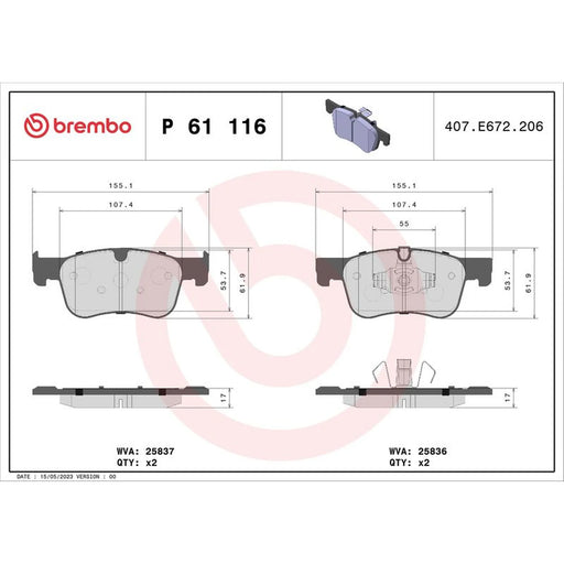 Brembo Front & Rear Brake Discs & Pads fits Citroën C4 Picasso II 2013-2018 1.6