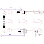 Apec Handbrake Cable Left Rear fits Citroën Xsara 1997-2005 1.4 1.6 1.8 1.9