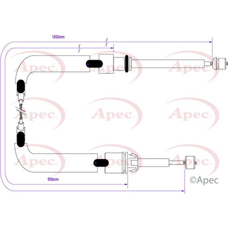 Apec Handbrake Cable Left Rear fits Citroën Xsara 1997-2005 1.4 1.6 1.8 1.9
