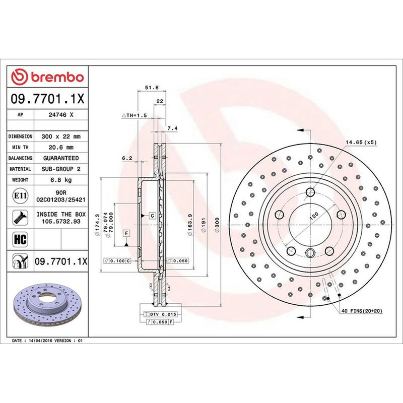 Brembo Xtra Front Brake Perforated/Vented Discs & Pads fits BMW 3 2000-2005