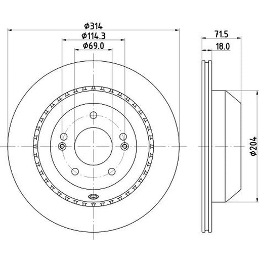 Mintex 2 x Brake Discs fits Kia Sorento III 2015-2020 2.2 2.4 3.3 3.5