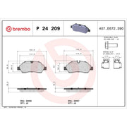 Brembo 4 x Rear Brake Pad Set fits Ford Transit V363 2013-2018 2.2