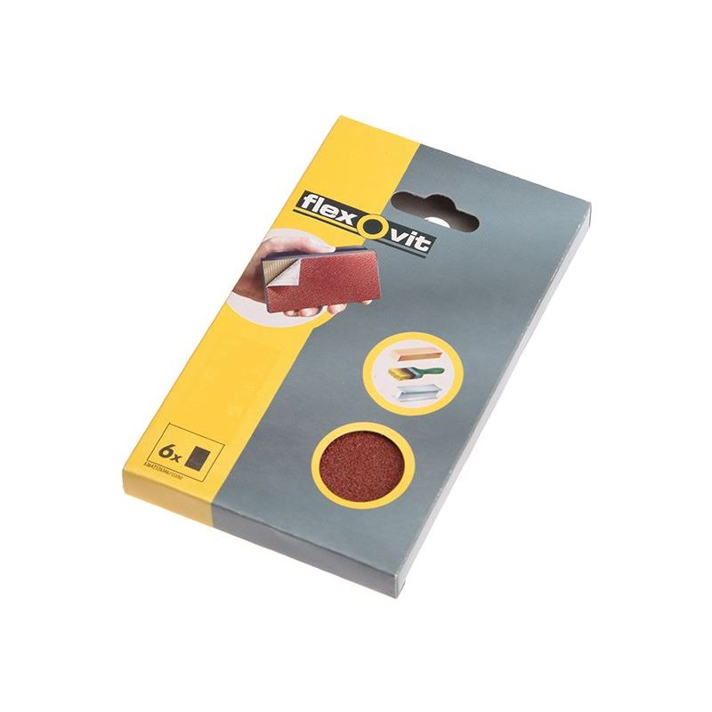 Flexovit Hook & Loop Sanding Block Refill Kit Medium 80g (6) Flexovit - Dynamic Drive