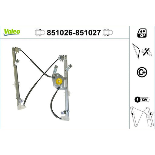 Valeo Electric Window Regulator Lifter Right Front 851027