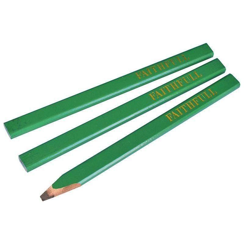 Faithfull Carpenter's Pencils - Green / Hard (Pack 3) Faithfull - NN4 Online