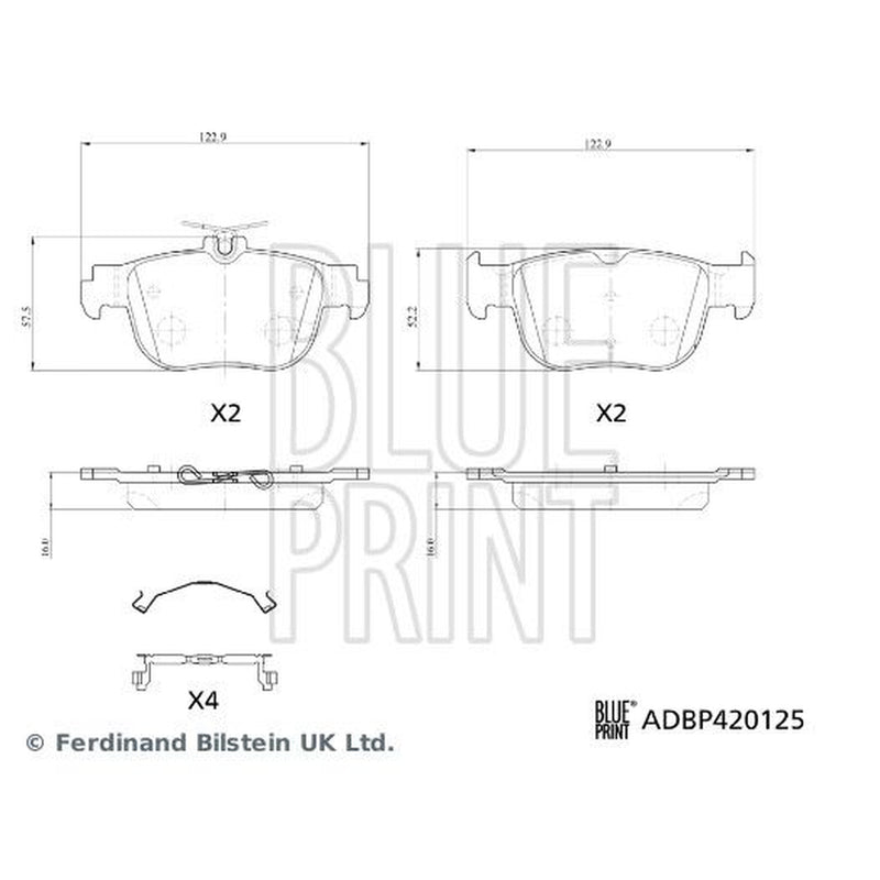 Blue Print Rear Brake Pad Set fits Audi A3 2019-2021