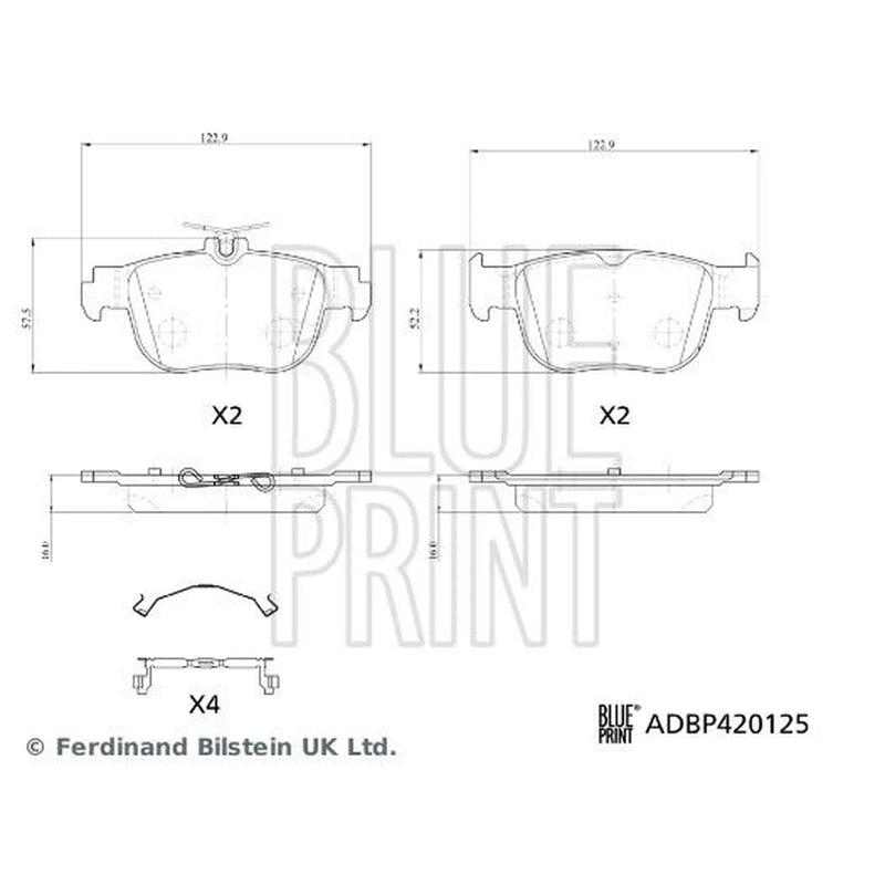 Blue Print Rear Brake Pad Set ADBP420125