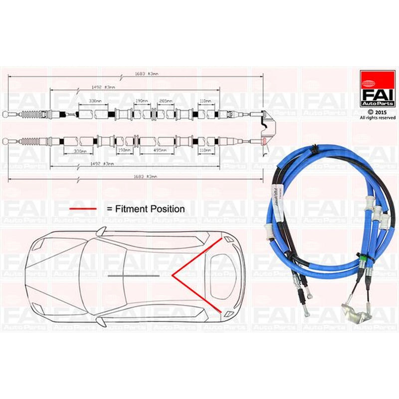 FAI Handbrake Cable Left Rear fits Opel Zafira A 1999-2005 1.6 1.8 2.0 2.2