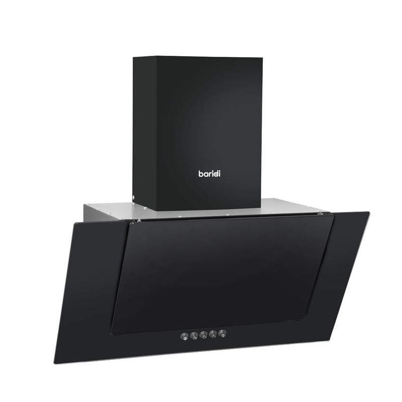 Baridi Angled Chimney Cooker Hood with Carbon Filters & LED Lamp - Black Glass Baridi - Dynamic Drive