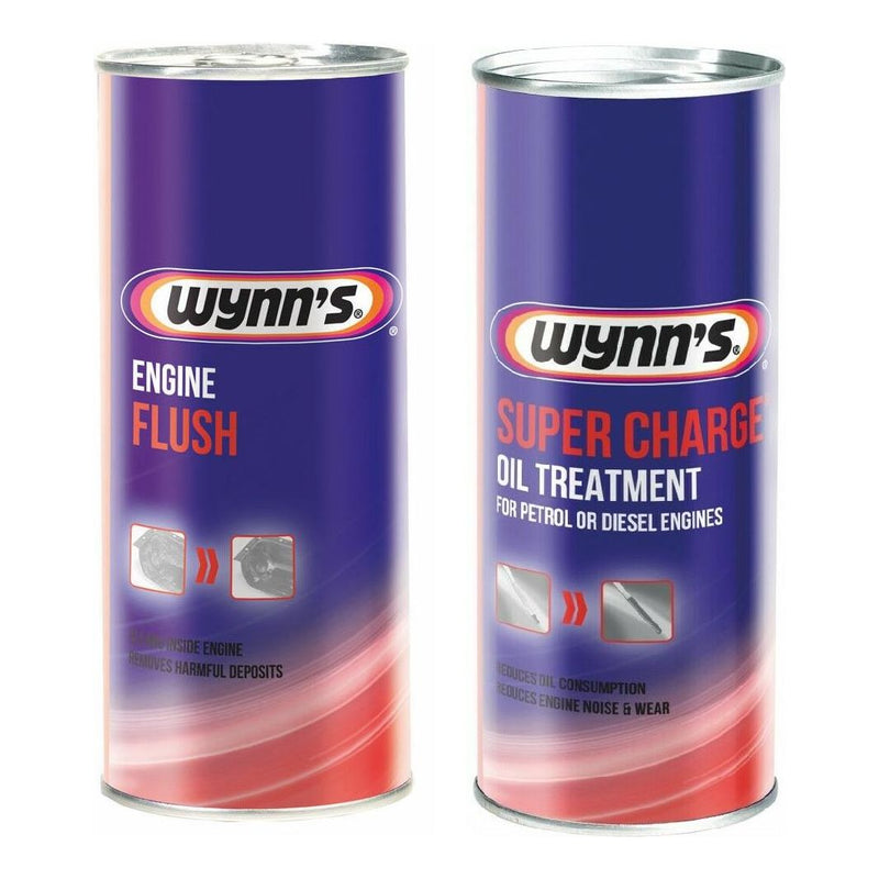 Wynns Engine Flush Cleaner + Super Charge Oil Treatment Additive Petrol & Diesel Wynns - Dynamic Drive